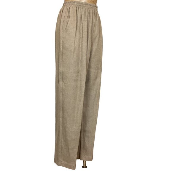 VTG Saint Germain Paris Woven Rayon Pull On Trouser Pants Sz L Brown 141X - Picture 3 of 8